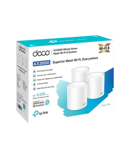 TP-LINK Deco X50 (3-pack) AX3000 Whole Home Mesh Wi-Fi 6 System | TP-LINK | Whole Home Mesh Wi-Fi 6 System | Deco X50 (3-pack) |