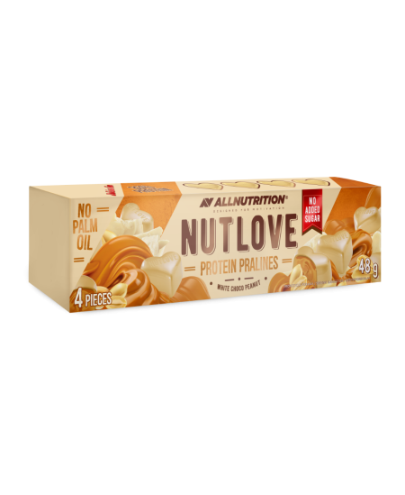 Proteininiai baltojo šokolado saldainiai NUTLOVE ALLNUTRITION su riešutų įdaru, 48g