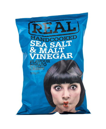 Bulvių traškučiai REAL, jūros druskos ir acto skonio, 150 g