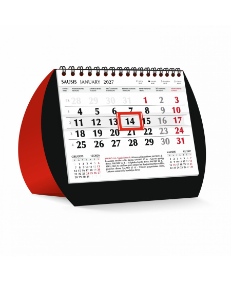 Trikampis stalo kalendorius RED DUO 2027