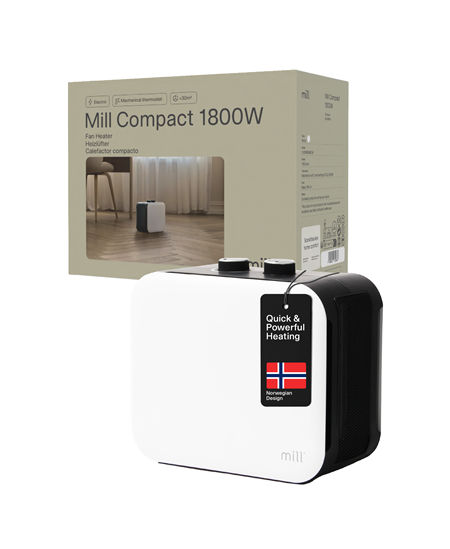 Mill | Compact PTC Fan Heater | CUS1800MECW | PTC Fan | 1800 W | Number of power levels 3 | Suitable for rooms up to 10-30 m² |