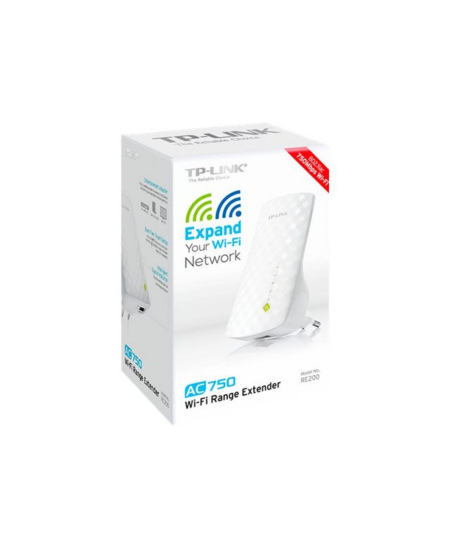 TP-LINK | Extender | RE200 | 802.11ac | 2.4GHz/5GHz | 300+433  Mbit/s | 10/100 Mbit/s | Ethernet LAN (RJ-45) ports 1 | MU-MiMO N