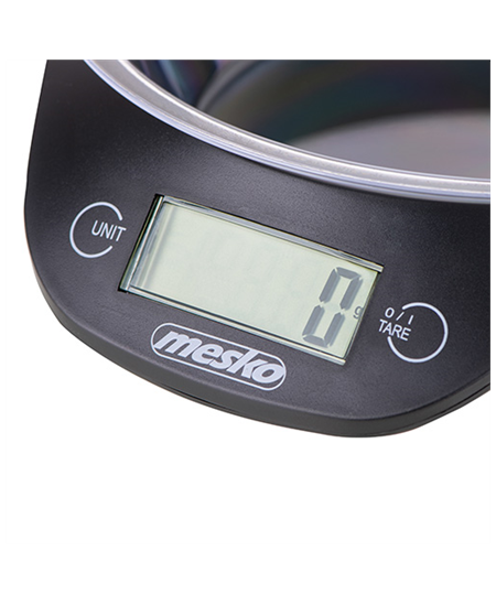 Mesko Kitchen scale with a bowl MS 3164 Maximum weight (capacity) 5 kg, Graduation 1 g, Display type LCD, Black