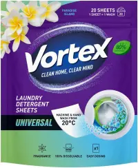 Universalūs skalbimo lapeliai VORTEX, 20 vnt