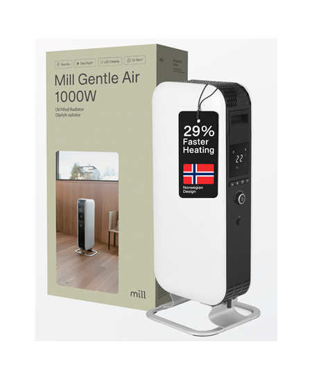 Mill Heater AB-H1000DN Oil Filled Radiator, 1000 W, Number of power levels 3, Suitable for rooms up to 12-16 m³, White
