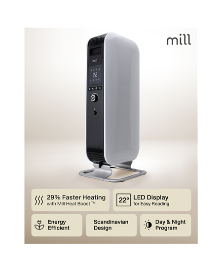 Mill Heater AB-H1000DN Oil Filled Radiator, 1000 W, Number of power levels 3, Suitable for rooms up to 12-16 m³, White