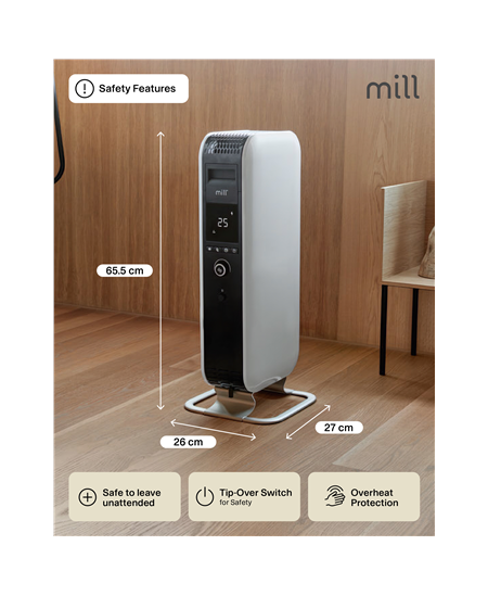 Mill Heater AB-H1000DN Oil Filled Radiator, 1000 W, Number of power levels 3, Suitable for rooms up to 12-16 m³, White