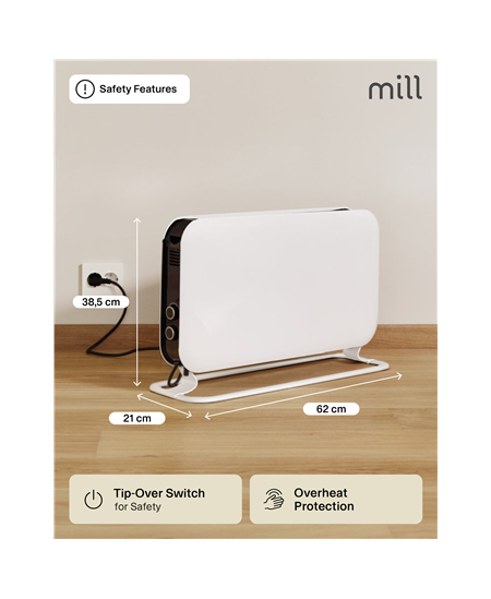 Mill Heater SG2000MEC Convection Heater, 2000 W, Number of power levels 3, Suitable for rooms up to 5-20 m², White, N/A