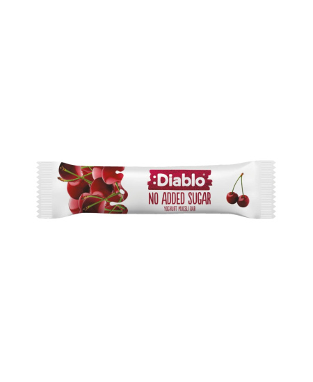 Musli batonėlis su vyšnių skonio jogurtu, DIABLO, be pridėtinio cukraus, 30g