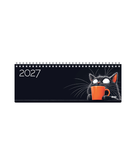 Kalendorius MEMO Black Cat  2027, 290 x 110 mm, kartoninis
