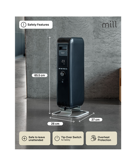 Mill Heater AB-H1000DN  Oil Filled Radiator, 1000 W, Number of power levels 3, Suitable for rooms up to 12-16 m², Black
