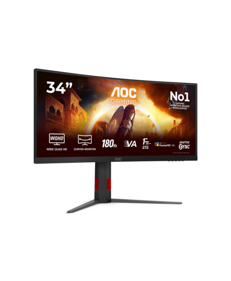 AOC CU34G4CA | 34 " | Fast VA | WQHD | 21:9 | 180 Hz | 1 ms | 3440 x 1440 pixels | 450 cd/m² | HDMI ports quantity 2 | Bla