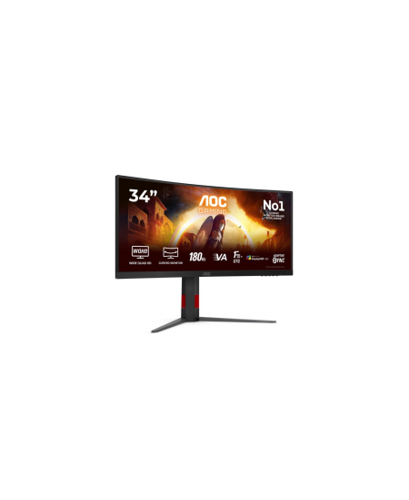 AOC CU34G4CA | 34 " | Fast VA | WQHD | 21:9 | 180 Hz | 1 ms | 3440 x 1440 pixels | 450 cd/m² | HDMI ports quantity 2 | Bla