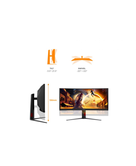 AOC CU34G4CA | 34 " | Fast VA | WQHD | 21:9 | 180 Hz | 1 ms | 3440 x 1440 pixels | 450 cd/m² | HDMI ports quantity 2 | Bla
