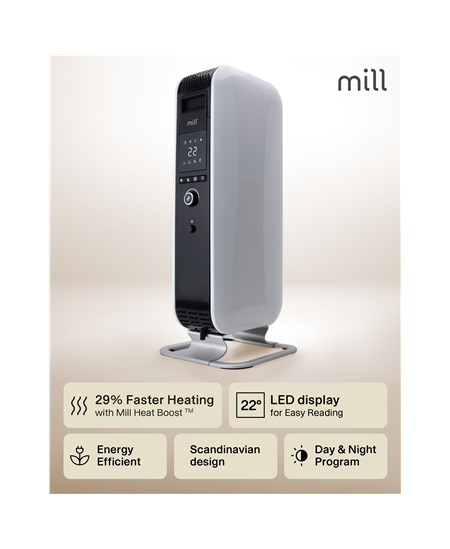 Mill | Heater | AB-H1500DN | Oil Filled Radiator | 1500 W | Number of power levels 3 | Suitable for rooms up to 16-24 m² | Whit