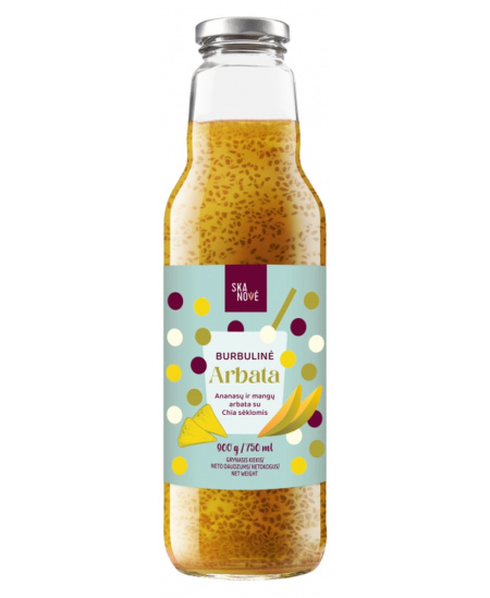 Burbulinė ananasų ir mangų arbata su chia sėklomis SKANOVĖ, 900 g.