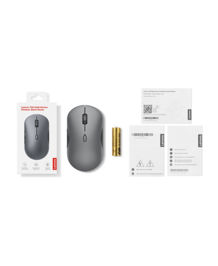 Lenovo | 700 Multi-Device Wireless Silent Mouse | Wireless | 2.4G, Bluetooth 5.3 | Luna Grey