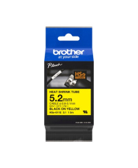 Brother HSe-611E (HSe611E) Heat Shrink Tube Ženklinimo juostelė, Black on Yellow, 5.2mm 1.5m