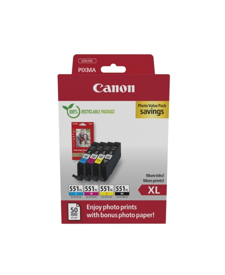 Canon CLI-551XL (6443B008) Rašalinių kasečių komplektas, C/M/Y/BK