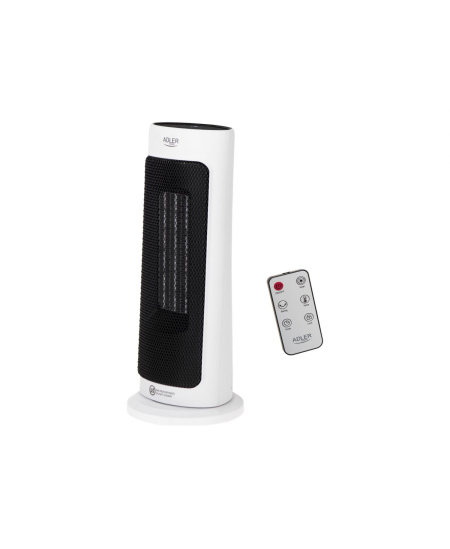 Adler Tower Fan Heater with Timer AD 7738 Ceramic, 2000 W, Number of power levels 2, Suitable for rooms up to 25 m², White