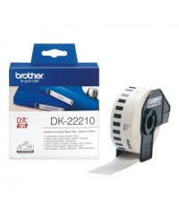 Brother DK-22210 Continuous Length On Balta 29 mm x30.48m, juoda juostelė