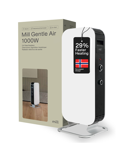 Mill Heater AB-H1000MEC Oil Filled Radiator, 1000 W, Number of power levels 3, Suitable for rooms up to 12-16 m², White