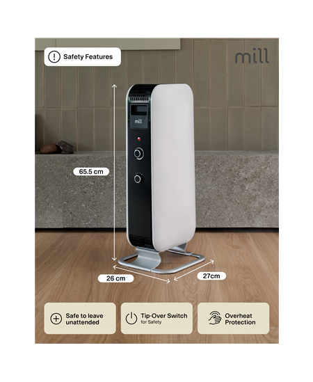 Mill Heater AB-H1000MEC Oil Filled Radiator, 1000 W, Number of power levels 3, Suitable for rooms up to 12-16 m², White