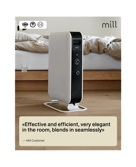 Mill Heater AB-H1000MEC Oil Filled Radiator, 1000 W, Number of power levels 3, Suitable for rooms up to 12-16 m², White