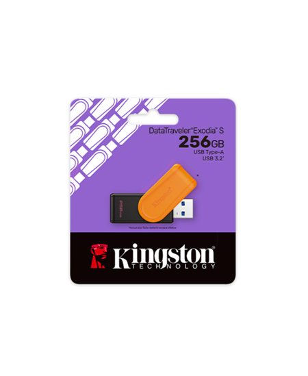 Kingston USB Flash Drive | DataTraveler Exodia S | 256 GB | USB Type-A | Black/Orange