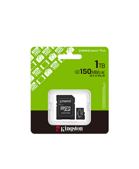 Kingston Memory card | Canvas Select Plus | 1000 GB | microSD | Flash memory class Class 10, UHS-I, U1/U3, video class 10/30, A1