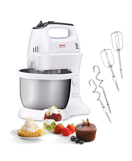 TEFAL HT312138 Quickmix | Hand Mixer | 300 W | Number of speeds 5 | Turbo mode | White/Stainless steel