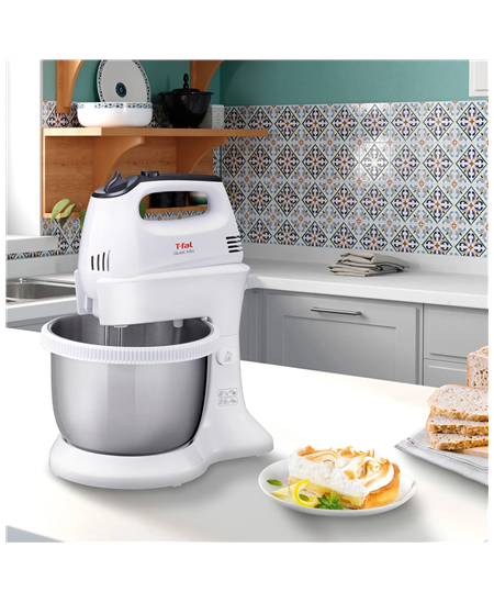 TEFAL HT312138 Quickmix | Hand Mixer | 300 W | Number of speeds 5 | Turbo mode | White/Stainless steel