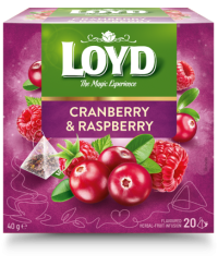 Žolelių ir vaisių arbata LOYD, spanguolių ir aviečių skonio, 20 x 2g