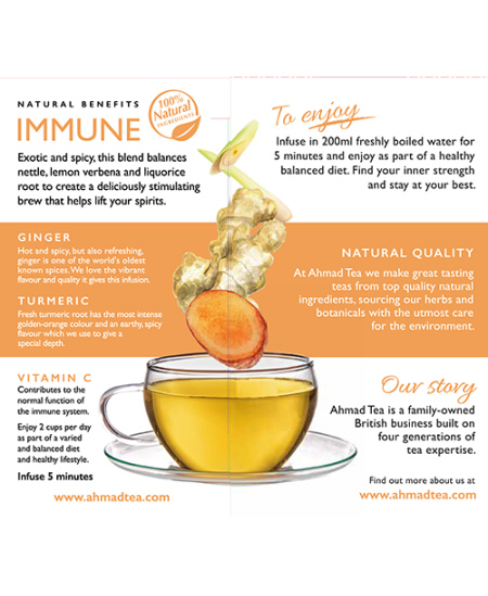 Ahmad Tea Natūrali arbata ''Immune'', vokeliuose su siūlu, 20 vnt.