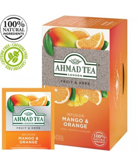 Ahmad Tea Natūrali arbata ''Mango & Orange'', 20 folijos pakelių
