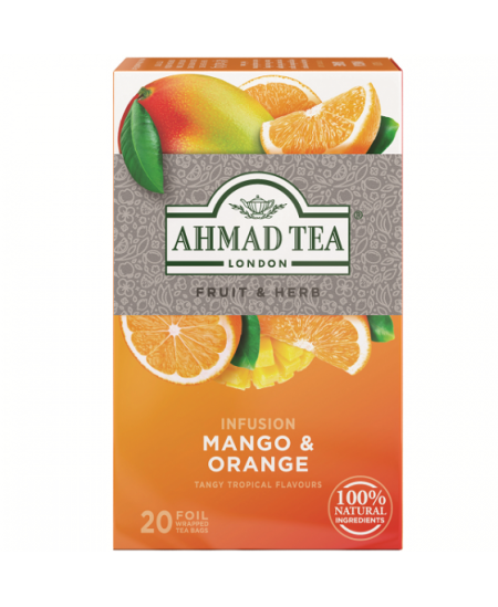 Ahmad Tea Natūrali arbata ''Mango & Orange'', 20 folijos pakelių