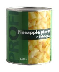 Ananasų gabaliukai PROFI, sirupe, 3,06 kg /1,84 kg