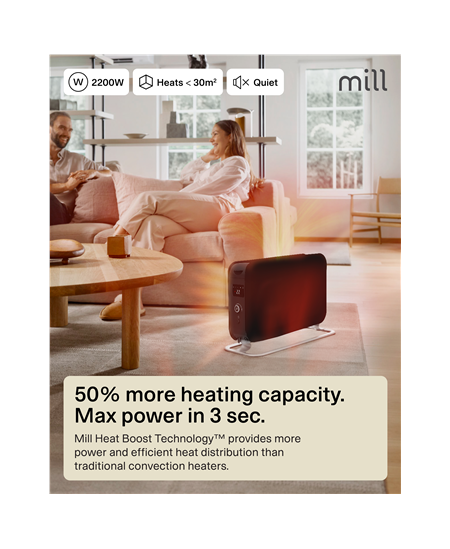 Mill Instant Max Led Portable Heater | CO2200LEDMAXBLACK | Convection Heater | 2200 W | Number of power levels 3 | Suitable for 