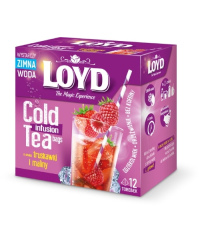 Arbata LOYD Cold Infusion, braškių ir aviečių skonio, 12 x 2,5 g