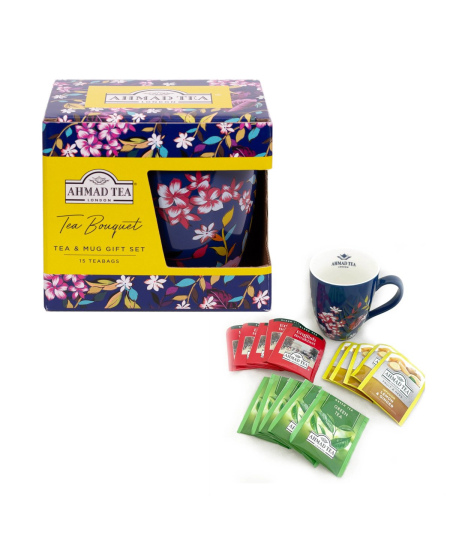 Arbatos rinkinys Ahmad, Tea Bouqet su puodeliu, dėžutėje, 15vnt