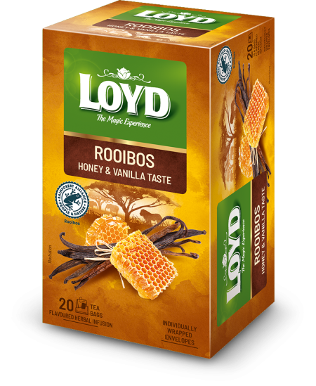 Aromatizuota raudonoji arbata LOYD, medaus ir vanilės skonio, 20 x 2g