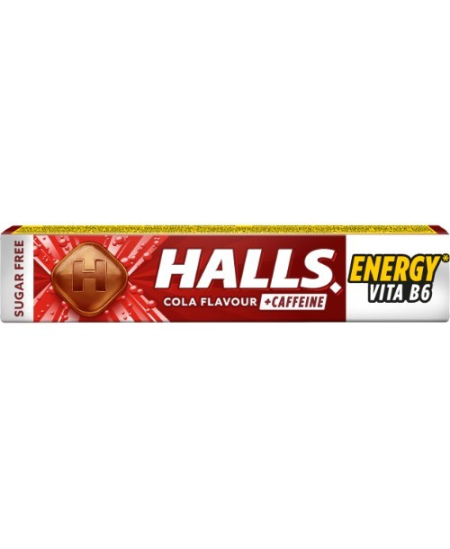 Becukriai kolos skonio ledinukai HALLS, su vitaminu B6 ir kofeinu (0,1%), su saldikliais, 32 g