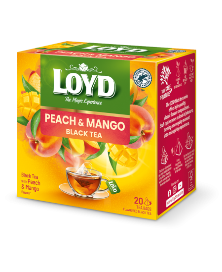 Juodoji arbata LOYD, persikų ir mangų aromato, 20x2g
