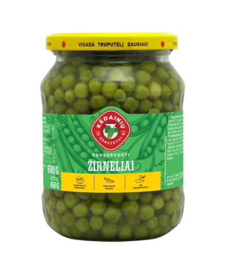Konservuoti žalieji žirneliai, 690/450 g