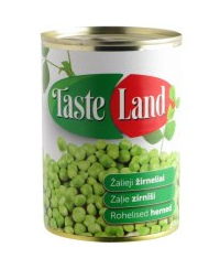 Konservuoti žirneliai TASTE LAND, 400 g / 240 g