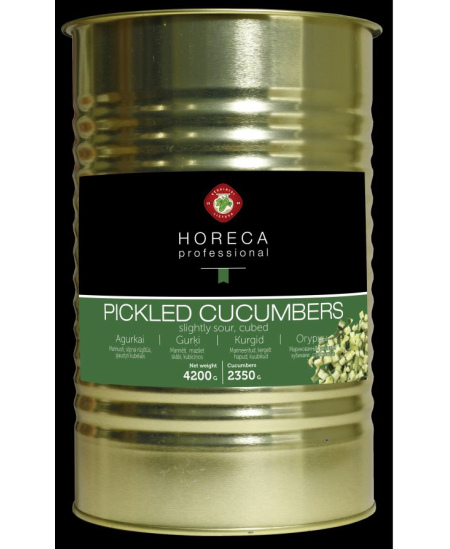 Marinuoti agurkai HORECA PROFESSIONAL pjaustyti kubeliais, 4,2kg/2,35kg