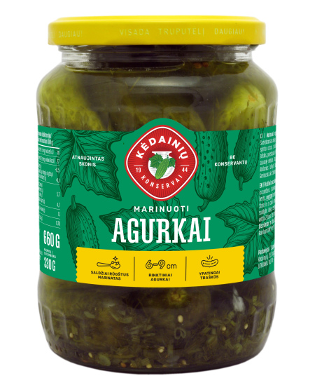 Marinuoti agurkai KĖDAINIŲ, 660 g/330 g
