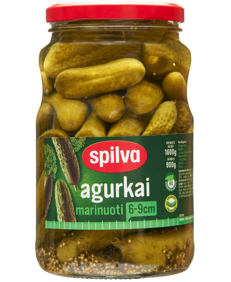 Marinuoti agurkai SPILVA, 1600 g / 900 g