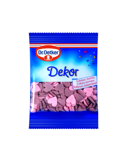 Pabarstukai DR.OETKER, cukrinės širdelės, 10 g