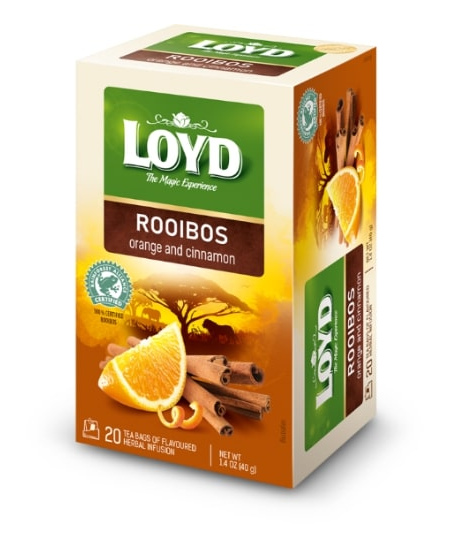 Raudonoji arbata LOYD, apelsinų ir cinamono skonio, 20 x 2g